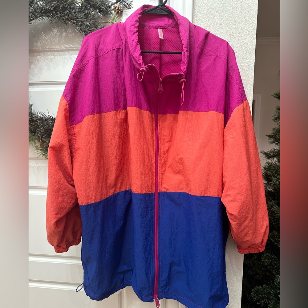Free People Perfect Ten Zip Up Colorblock Jacket size large